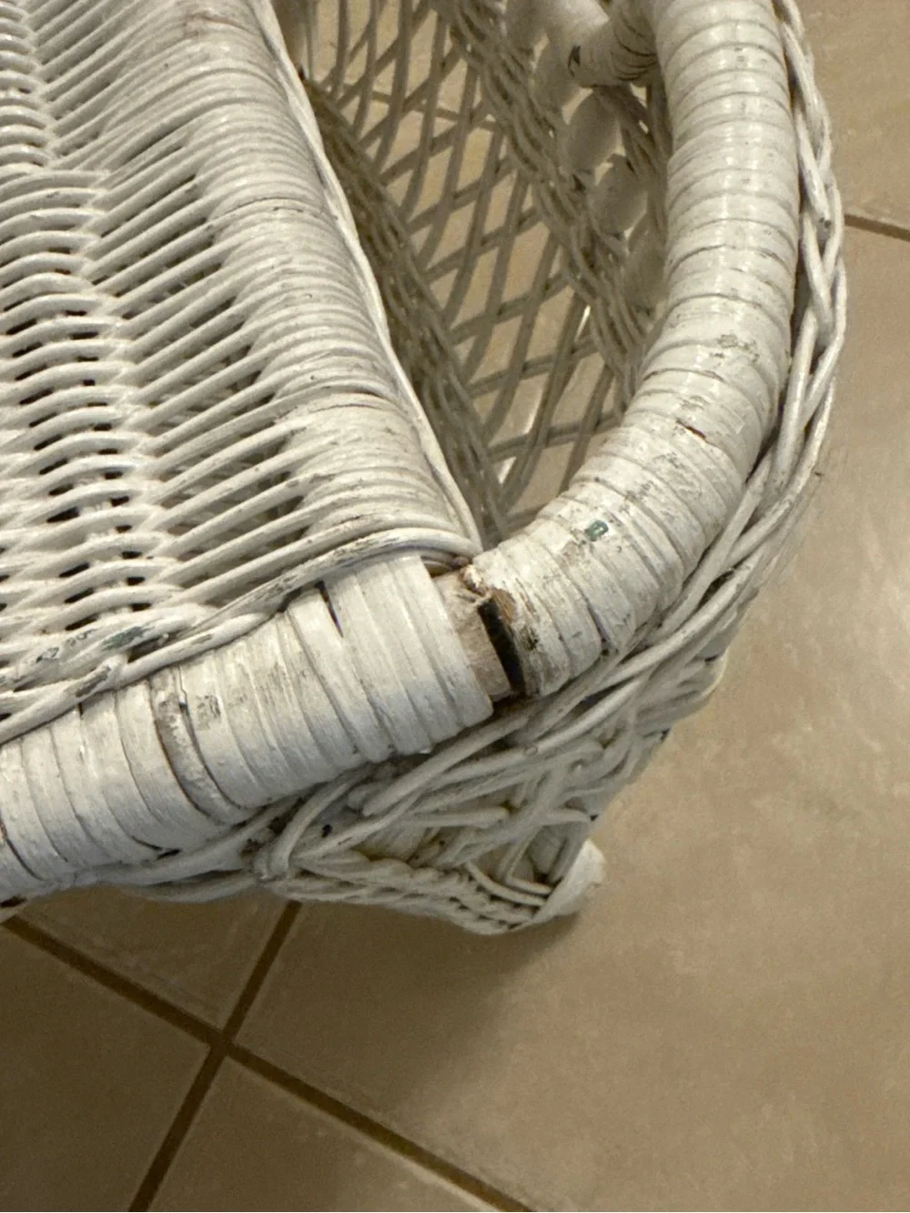 Vintage Wicker bedside tray with side pockets